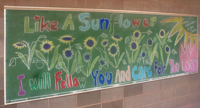 Zuni St Anthony Mission School 4th grade class chalkboard
