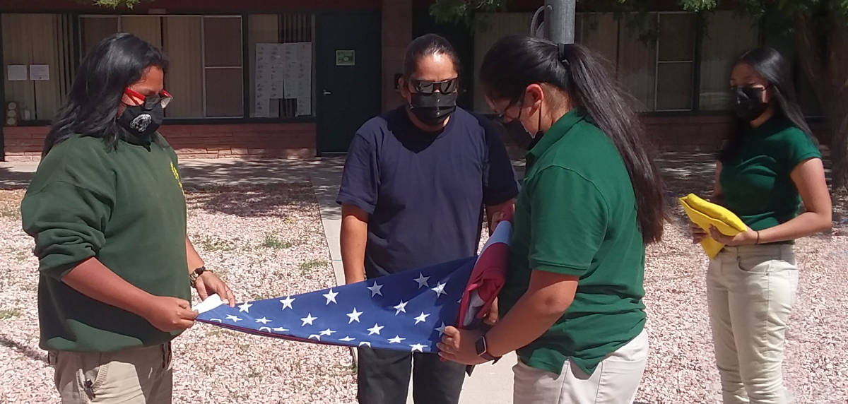 Folding of the American Flag at Zuni St. Anthony School