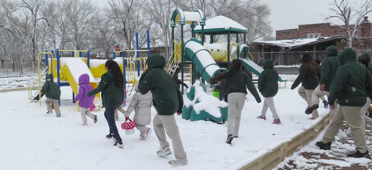 Zuni St Anthony School-Easter Egg Hunt in the Snow!